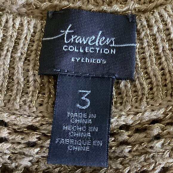 Chico's Travelers Metallic Gold Knit Tunic Top 3 (XL/16) #1S - Picture 7 of 9